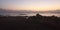 Praia da Fonte with Cies islands on the background, Vigo, after sunset, dusk