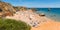 PRAIA DONA ANA, LAGOS, PORTUGAL, June 21th, 2019 -wooden staircase to bathing beach and blue ocean