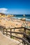 Praia Dona Ana, Portugal - September 7, 2019 - People enjoying a day at the beach at Praia Dona Ana, Portugal