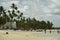 Praia dos Carneiros, Pernambuco, Brazil - November 09, 2022 - Small church facing the beach with tourists