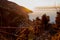 Praiano - Panoramic sunrise view from the Path of the Gods between Positano and Praiano on the Amalfi Coast, Campania, Italy