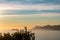 Praiano - Scenic view in the Mediterranean Sea after sunset. View from Positano,  Amalfi Coast, Italy, Europe.