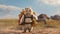 Prairie Dog Carrying Backpacks In Matte Painting Style