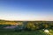 Prairie ranch aerial view before sunset