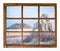 Prairie with rocks and butte window view