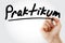 Praktikum Internship in German text with marker, business concept background