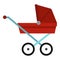 Pram baby carriage icon, flat style