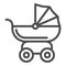 Pram for dolls line icon, Kids toys concept, Toy baby carriage sign on white background, Baby doll stroller icon in