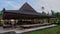 PRAMBANAN, JAVA - September 2019: Travel view of Prambanan featuring museum patio garden. The image location is Prambanan in Java,