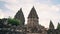 Prambanan temple with stones in foreground