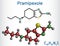 Pramipexole molecule. It is non-ergot dopamine agonist, medication. Structural chemical formula