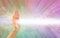 Pranic healer using right hand to beam healing energy