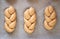 Praparation of braided bread buns from whole grain spelt flour