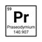 Praseodymium chemical atom element sign symbol illustration