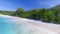 Praslin Beach, Seychelles. Aerial view of tropical coastline on a sunny day