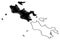 Praslin island Republic of Seychelles, Indian Ocean, Inner Islands map vector illustration, scribble sketch Ile de Palmes and