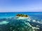 Praslin tropical island Seychelles, drone view above st piere island Seychelles Chauve Souris Relais Anse Volbert Beach