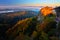 Pravcicka brana rock bridge monument in autumn colours. Czech national park Ceske Svycarsko, Bohemian Switzerland park, Czech