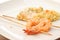 Prawn skewers and risotto