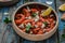 Prawn in tomato sauce with feta cheese, greek cuisine