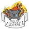 Pray for Australia koala and kangaroo and wolf cartoon