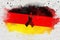 Pray for berlin, germany country flag color background with black ribbon, painted with watercolor effect