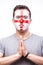 Pray for England. Englishman football fan pray for game England national team