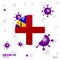 Pray For Herm. COVID-19 Coronavirus Typography Flag. Stay home, Stay Healthy