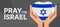 Pray for israel - Text and hands hold heart with israel flag on dark background vector design