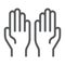 Pray line icon, faith and religion, hands sign, vector graphics, a linear pattern on a white background.