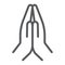Pray line icon, religion and prayer, hands praying sign, vector graphics, a linear pattern on a white background, eps 10