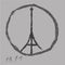 Pray for Paris. Eiffel Tower logo by freehand charcoal drawing. 13 November 2015. Pray for France. Peace. No war. Vector