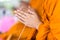 Pray, Put the palms of the hands together in salute , monks, thailand