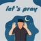 Pray and shalat with flat  islamic illustration