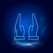 Pray symbol neon icon. Blue neon  icon. Smoke effect blue background