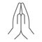 Pray thin line icon, religion and prayer, hands praying sign, vector graphics, a linear pattern on a white background