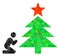 Pray to Christmas Tree Polygonal Lowpoly Flat Icon