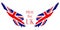 Pray for UK. Coronavirus outbreak in Great Britain. Angel Wings in United Kingdom flag color