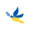 Pray for Ukraine flag peace dove vector design. Ukraine flag peace logo country no war protest illustration