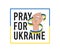 Pray for Ukraine. Raised female fist holding ribbon in national Ukrainian flag colors. Concept of support for Ukraine.