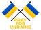 Pray for Ukraine. Stop the war. Text with Ukraine flag isolated on white background. Anti-war poster and banner design. Vector