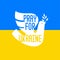 Pray for Ukraine.Support Ukraine.Help Ukraine people.Dove symbol of peace in yellow and blue colors.World peace banner and postcar