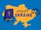 Pray for Ukraine. Ukraine map silhouette and holly bible in blue and yellow colors of ukrainian flag