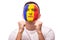 Pray and wish for win Romanian football fan in game of Romania national team