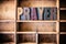 Prayer Concept Wooden Letterpress Theme