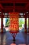 The prayer drum in a Buddhist temple with ancient prayer letters