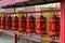 Prayer drums in St. Petersburg Buddhist temple Datsan Gunzehoyney, Russia