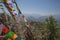 Prayer flag mountain near Namobuddha monastery.