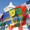 Prayer flags around Bodhnath stupa in Kathmandu, Nepal