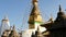 Prayer flags flying in the wind, Swayambhunath Stupa, Monkey temple, Holy Pagoda, symbol of Nepal and Kathmandu, Buddha